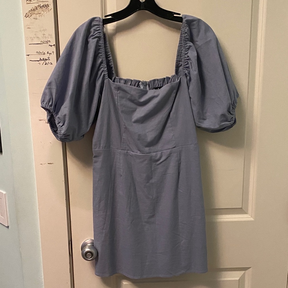 Lulu's Baby Blue Puff Sleeve Mini Dress